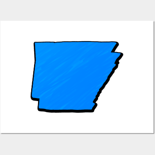 Bright Blue Arkansas Outline Posters and Art